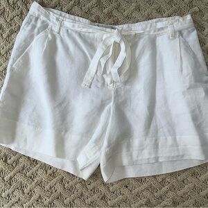 Ann Taylor LOFT white Linen dress shorts lined Belt size 12